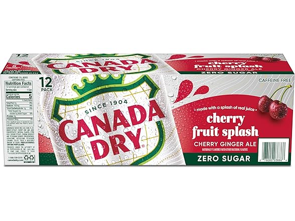 12PK Canada Dry Zero Sugar Cherry Ginger Ale