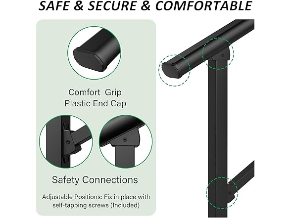 LOVMOR 2 Pack 5 Step Hand Rails for Outdoor Steps