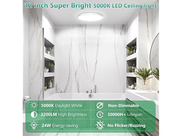 Brightever 12" 2 Pk LED Flush Mount Ceiling Light