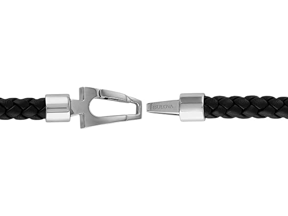 Bulova Men Marine Star Leather Braided Bracelet