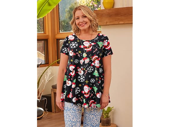 Larace Women (L) Christmas Shirts Funny Tunic Tops