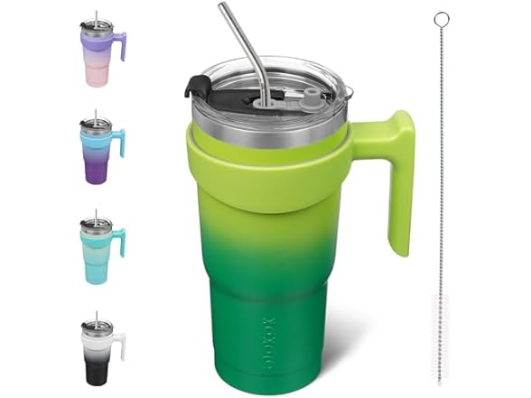 BJPKPK Tumbler With Handle And Straw 20 oz Insulated Tumbler With Lid Stainless Steel Coffee Cups Travel Mug,Bamboo Grove