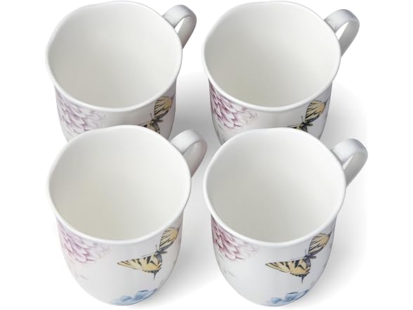 Lenox Butterfly Meadow Hydrangea 4-Piece Porcelain Mug Set