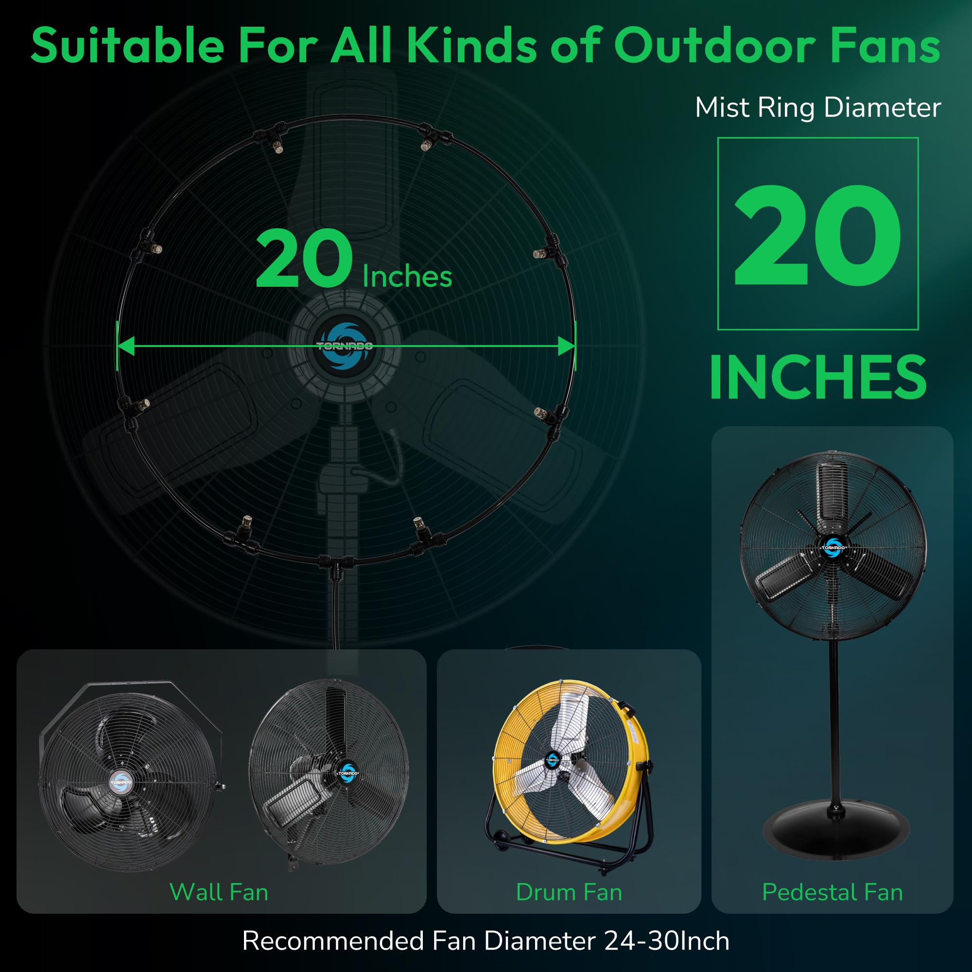 Tornado 13 Inch Misting Kit Outdoor Fan - Gallery 15