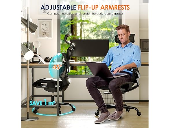 GABRYLLY Office Desk Chair w-Flip Up Arms