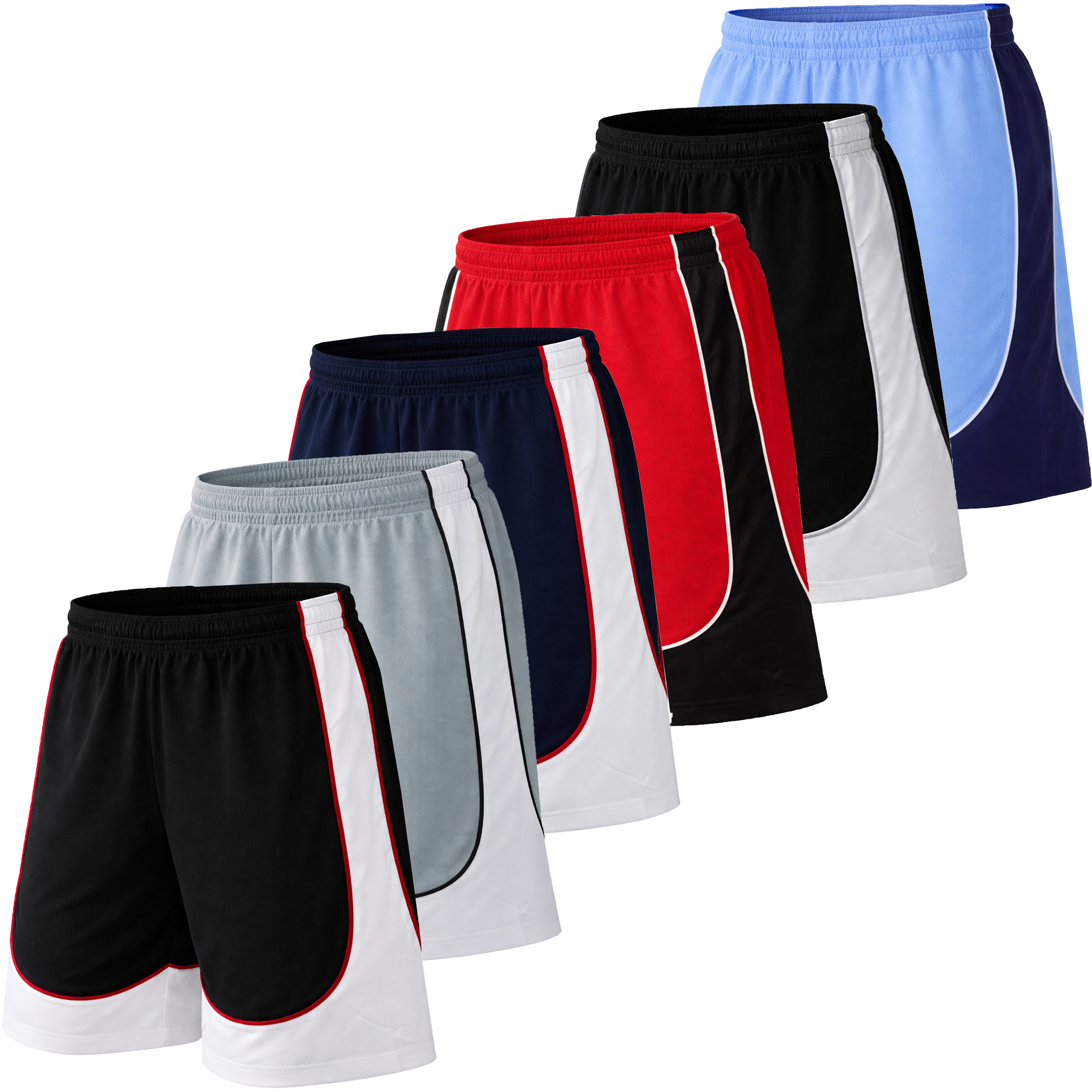 3Pk Mens Performance 2-Tone Mesh Shorts - Gallery 5