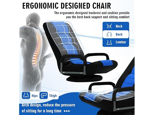 Swivel Floor Gaming Chair w/Armrests