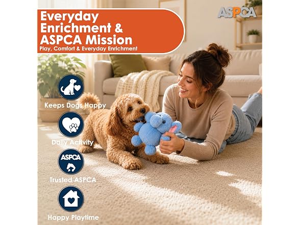 ASPCA Plush Squeaky Dog Toy, Elephant