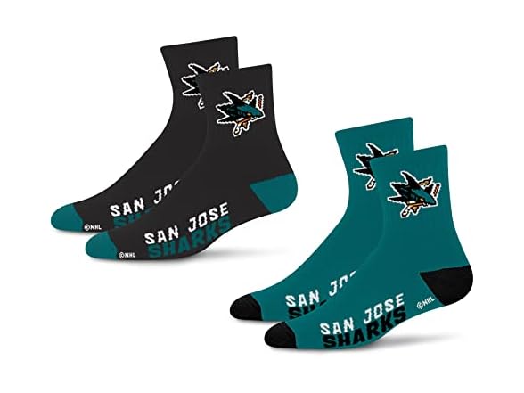 Sharks Quarter Sock 2pk Lg