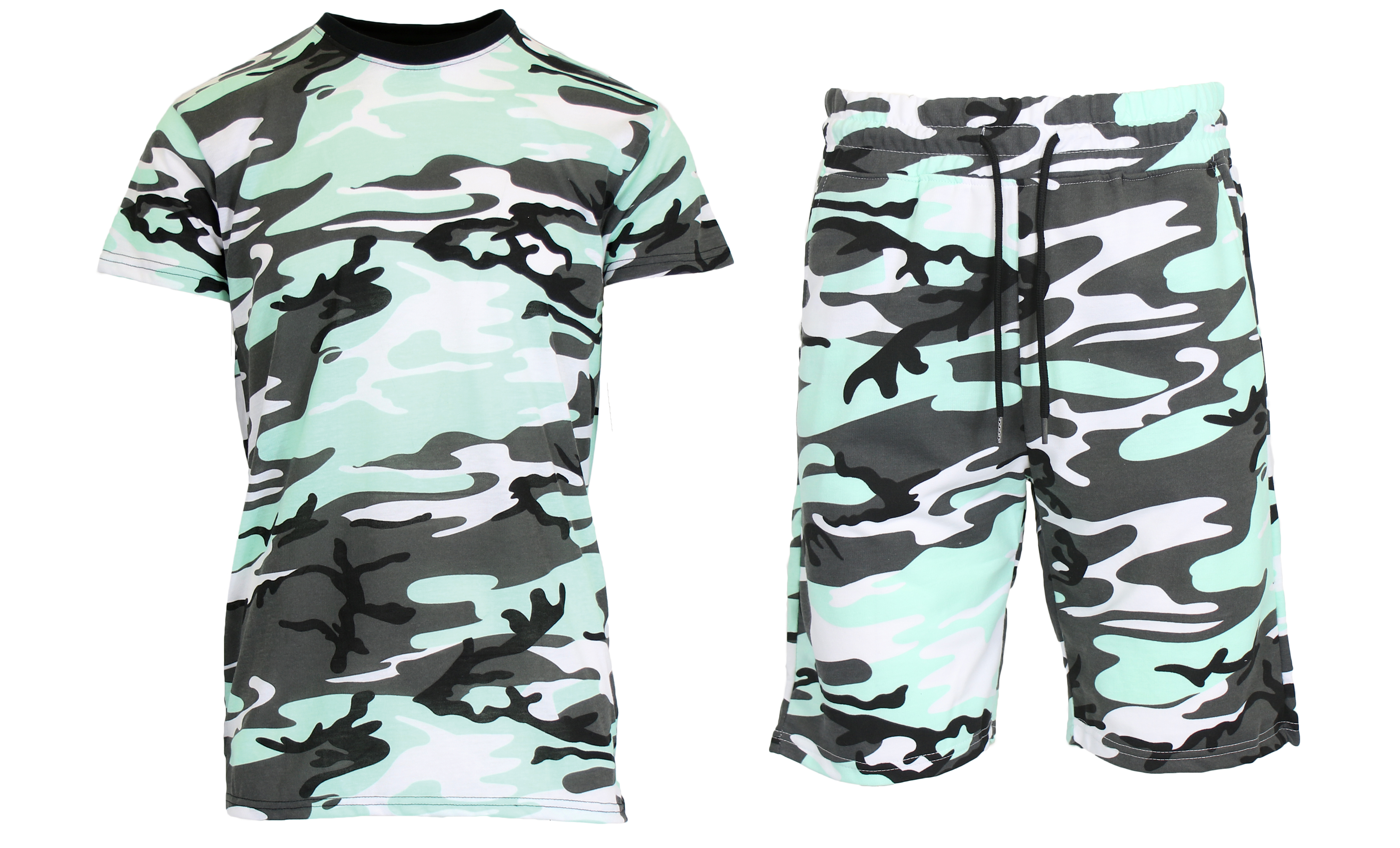 2-4Pc Mens S/S Camo Tee & Shorts Set - Gallery 23