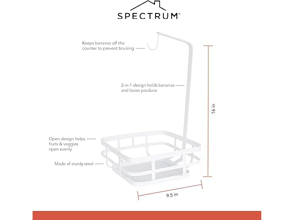 Spectrum Fruit Basket with Banana Hanger White