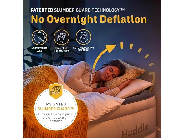 Huddle Air Bed, Inflatable Mattress, Built-In Pump