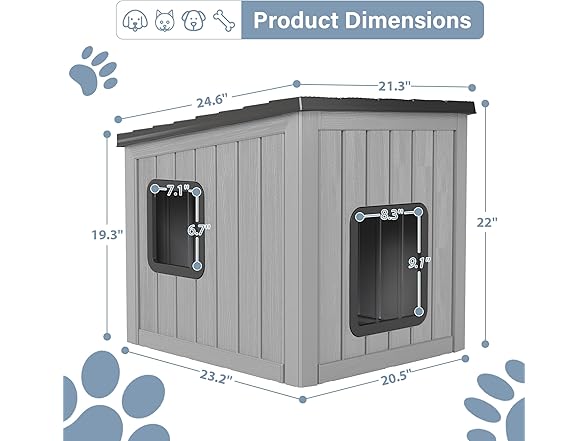 LHBcraft Outdoor Cat House Weatherproof