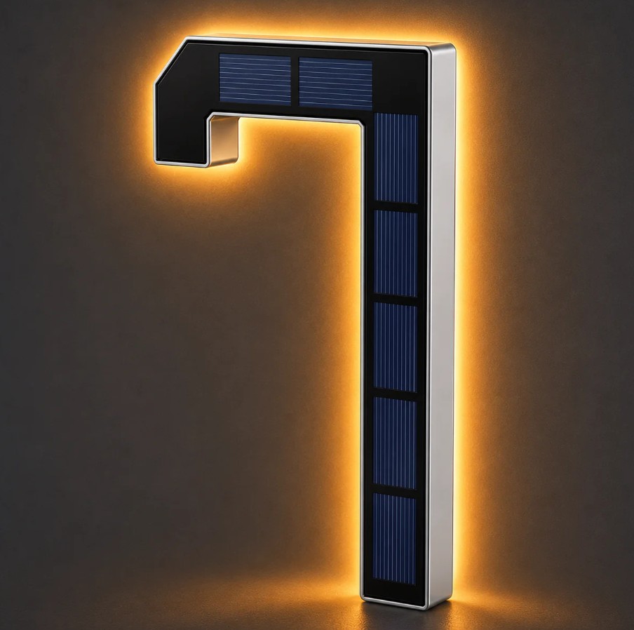 Infinite Basics Solar LED House Number Sign – 6.7" (0-9, A-D) - Gallery 22