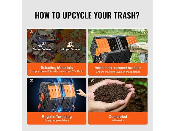 VEVOR 37-Gal Dual Chamber Composting Tumbler