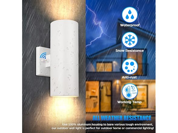 TOBUSA 2-Pack White Outdoor Wall Sconces Dusk to Dawn