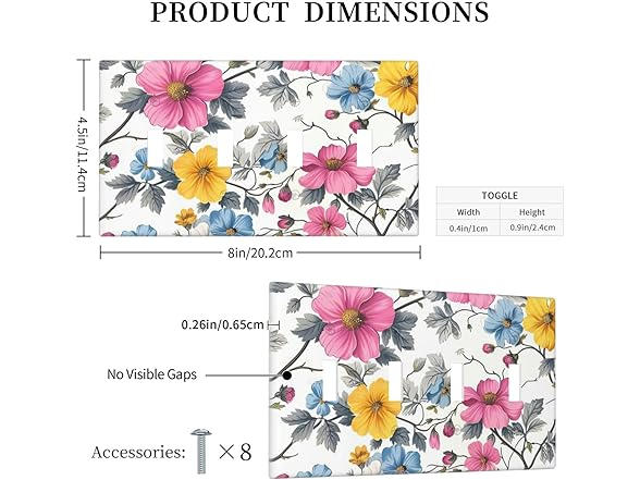 Floral Quad Toggle Switch Cover 4Gang