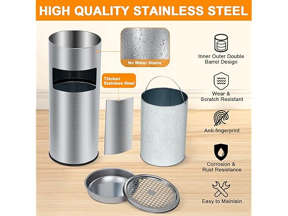 GarveeHome 4.5 gal/17 L Indoor Outdoor Trash Can