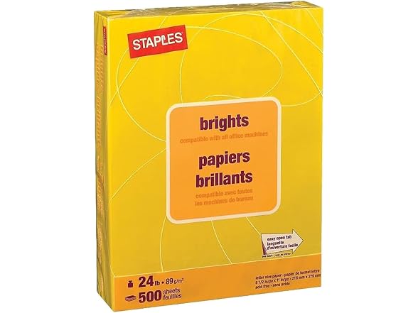 Staples Brights 24 Lb. Colored Paper