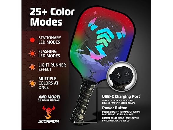 SCORPION Pioneer Pickleball Paddle LED