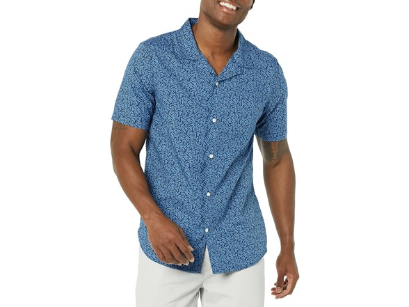 Navy Palm Leaf Print