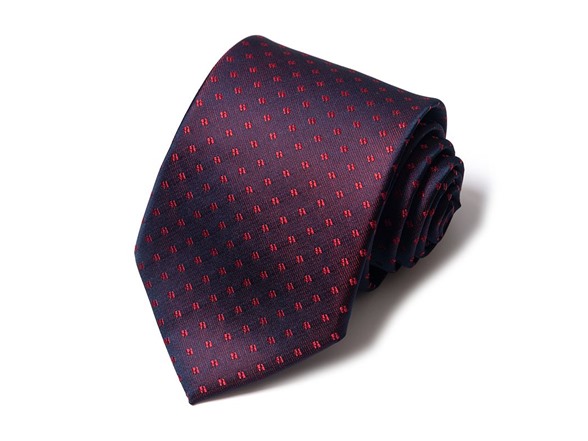 Formal Men’s Necktie - Deep Navy with Crimson Dots