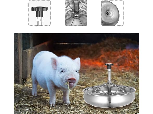 YARNOW Pig Feeder Stainless Steel Pig Feeding Bowl