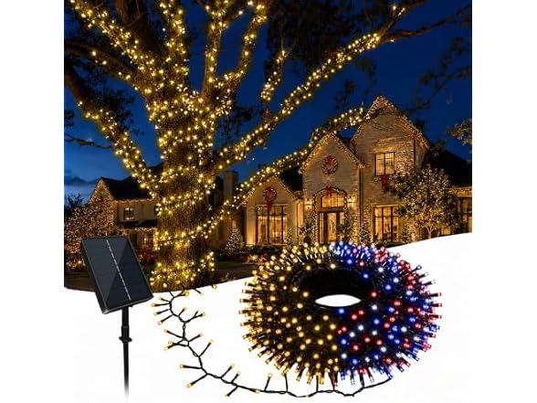 Forlivese 20FT 200LED Solar Christmas String Lights