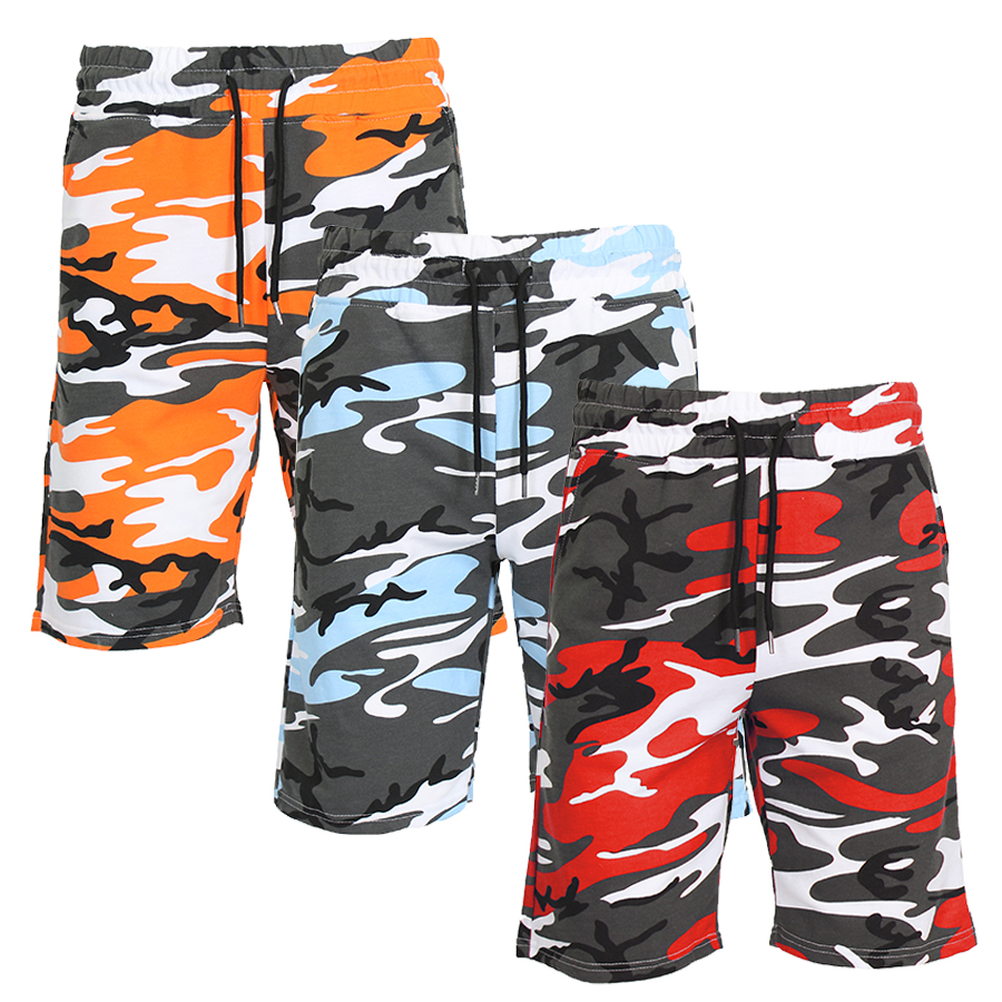 1 & 3Pk Mens French Terry Camo Shorts - Gallery 27