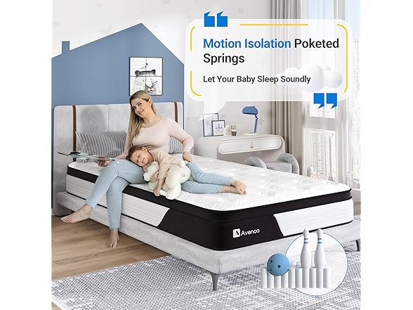 Avenco Twin Mattress 12 Inch, Medium Fir