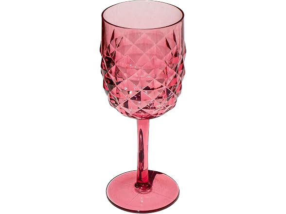 Abode Homewares Diamond Cut Acrylic Wine Glass - Pink - 15.6 oz - Set of 6