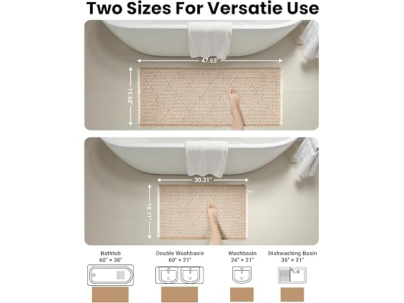 Furicher Waffle Bath Mat Set, Non Slip Bathroom Ru