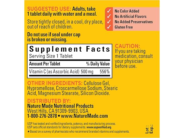 Nature Made Vitamin C 500 mg 100 Tablets