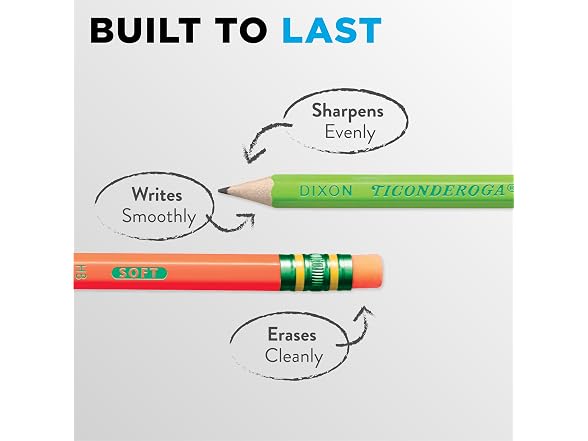 Ticonderoga Wooden Pencils, Pre-Sharpened #2 HB Soft, Neon Colors, 18-Count, 13018 (Pack of 72, 1296 Count Total)