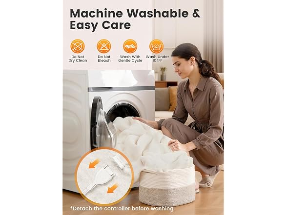 WOOMER White Heated Blanket King Size 100" x 90"