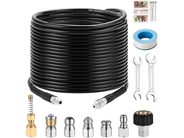 Sewer Jetter Kit for Pressure Washer, 50Ft X1/4"