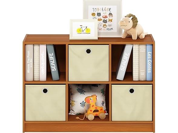 Furinno Basic 3x2 Bookcase Storage w/Bins