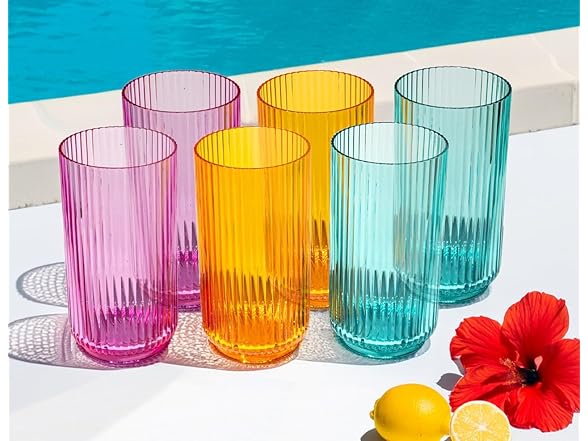 Mesa Acrylic Drinking Glass - Assorted Colors - 22 oz - Set of 6