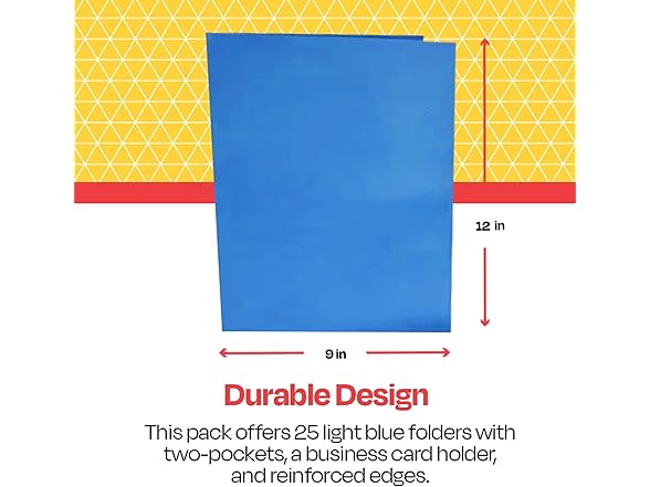 School Smart XL Folders with Pockets, Pack of 25