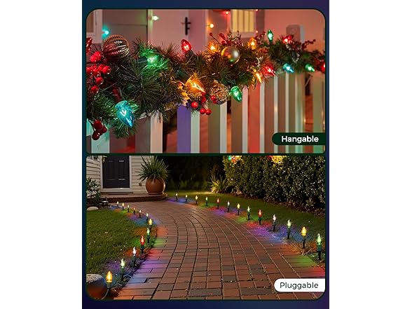 Brightown C9 Christmas Pathway Lights Outdoor, 25.7ft