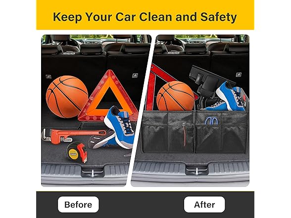 YSSOA 2 Compartments Car Trunk Organizer
