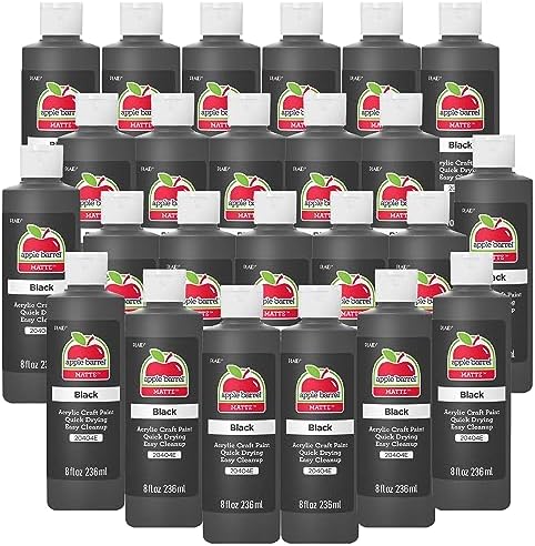 Apple Barrel Acrylic Paint in Assorted Colors (8 Ounce), 20404EA Black- (Pack of 24)