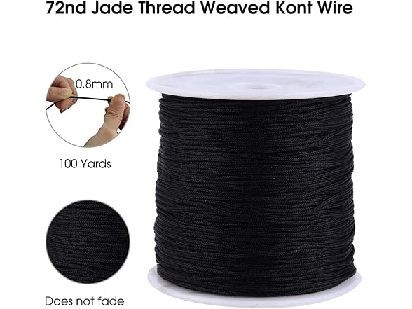 Nylon Chinese Knot Cord 100M x 0.8mm Black - Gallery 5