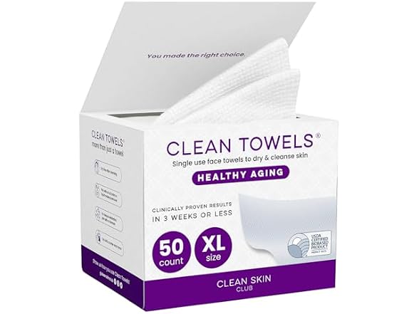 Clean Skin Club Healthy Aging Face Towels 50 Count