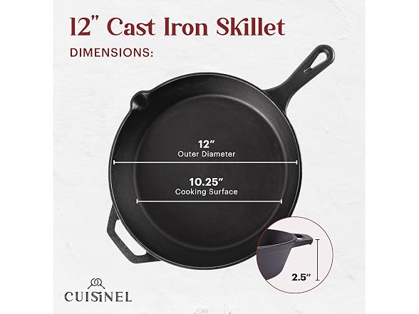 Cast Iron Skillet + Grill Press Set 12"
