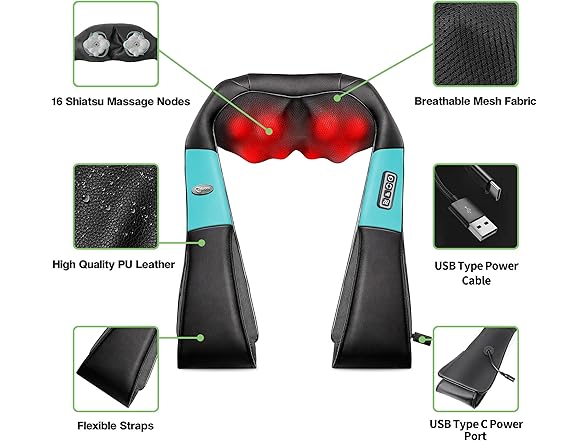 cotsoco Shiatsu Neck Massager - Teal