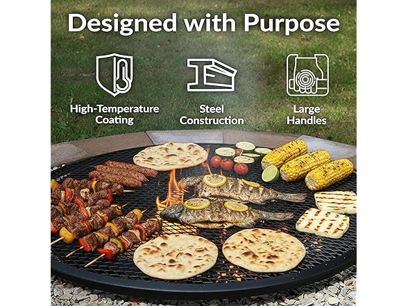 Sunnydaze X-Marks Outdoor Fire Pit Grill Grate for Cooking 36"