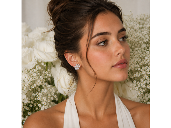 18K Gold Asymmetric CZ Stud Earrings