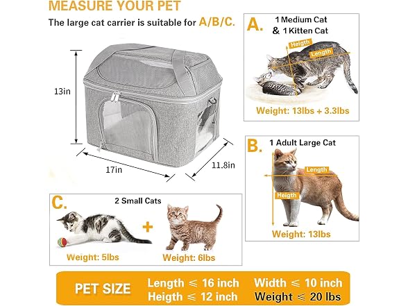 Bejibear Large Cat Carrier Soft Side Pet Carr