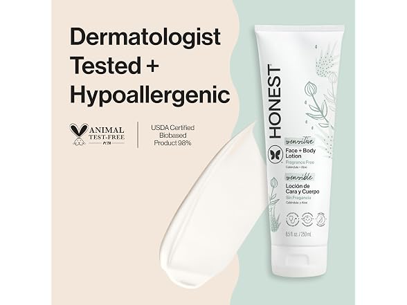 Honest Company Face and Body Lotion Fragrance-Free